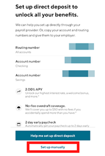 how to set up direct deposit from chase to sofi