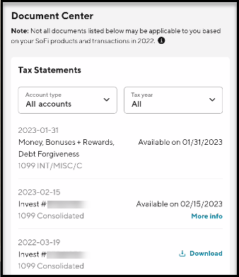 sofi crypto tax documents